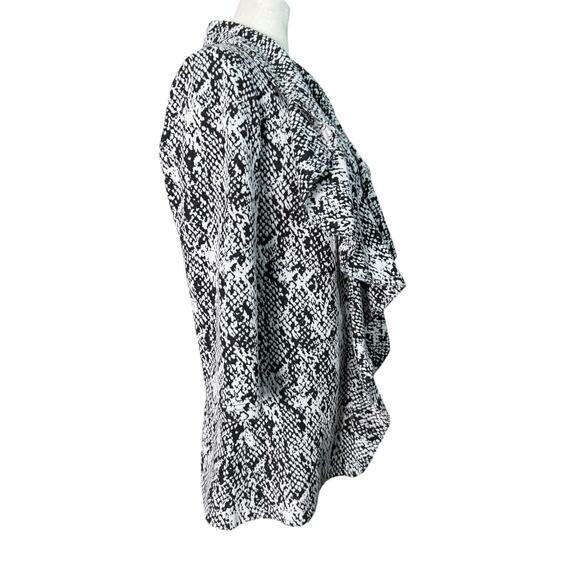CK Sz 2 Snakeskin Open Front Waterfall Blazer Monochrome Career Urban Chic - Picture 2 of 5